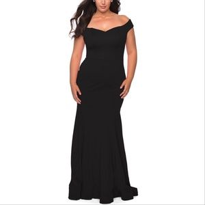 La Femme 28963 Off the Shoulder Bodice Jersey Gown